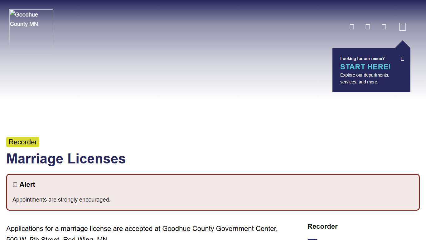 Marriage Licenses - Recorder - Goodhue County, Minnesota